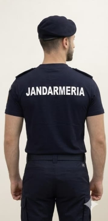 Tricou glat Jandarmeria bleumarin maneca scurta cu suport de grad [1]