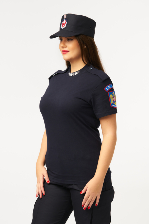 Tricou glat pompieri maneca scurta cu suport grade