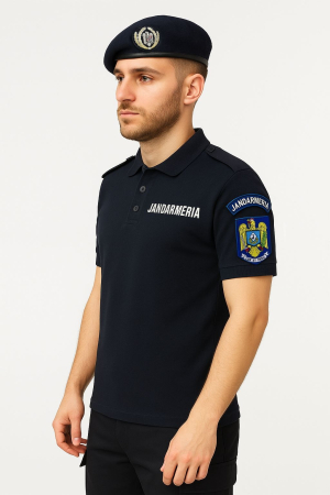 Tricouri - Tricou polo pique Jandarmeria maneca scurta cu suport de grad