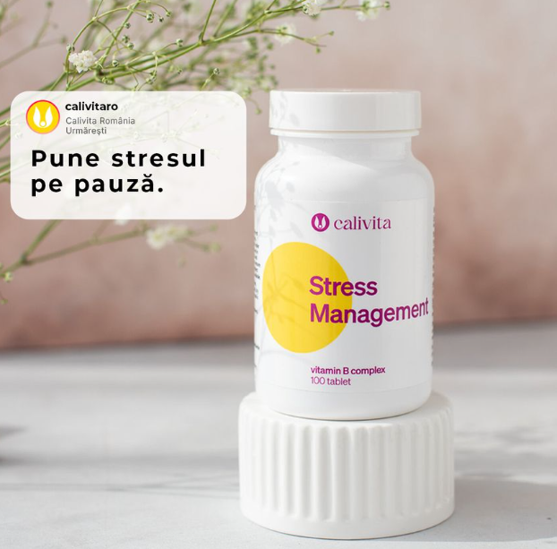  Stress Management B Complex (100 tablete) este un complex natural de vitamine B. [3]