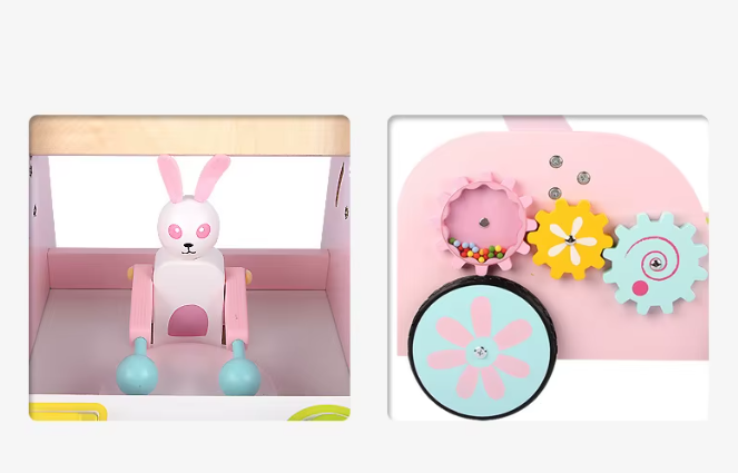 Antepremergator interactiv din lemn, stil Montessori, model Iepuraș, 18m+ [10]