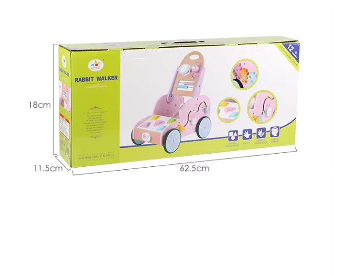 Antepremergator interactiv din lemn, stil Montessori, model Iepuraș, 18m+ [5]