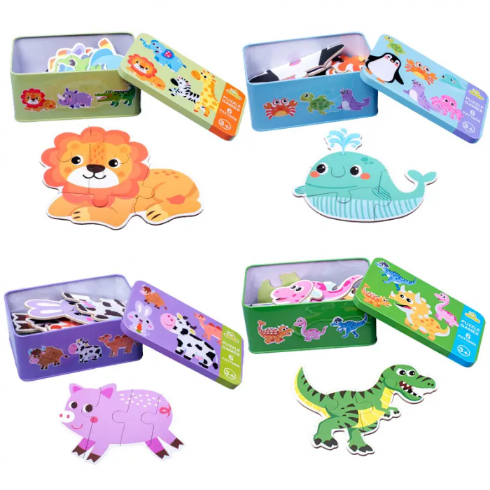 Baby puzzle 6 in 1, cutie de metal, model Animale marine [4]