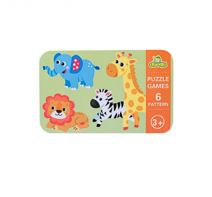 Baby puzzle 6 in 1, cutie de metal, model Animale salbatice [4]