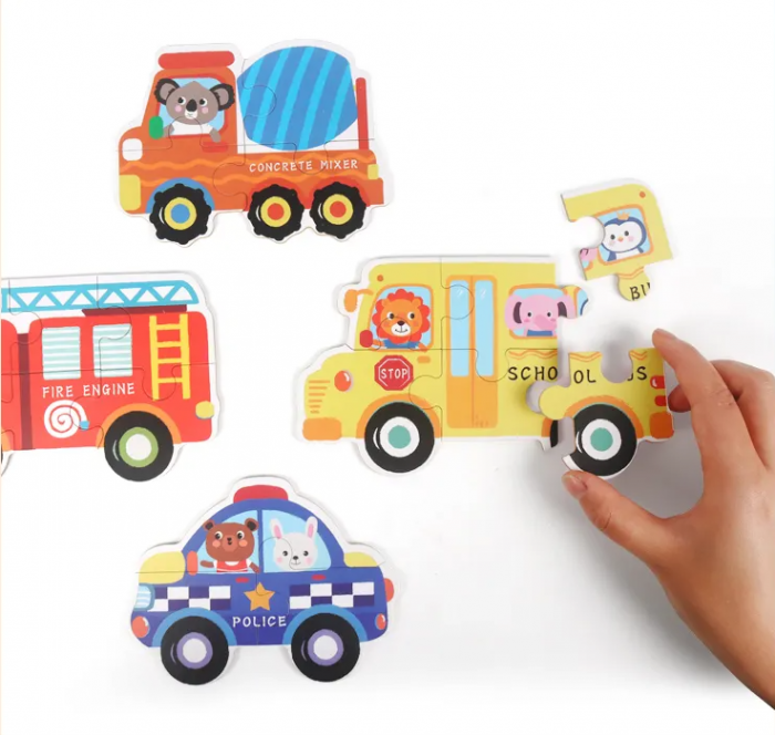 Baby puzzle 6 in 1, cutie de metal, model Autovehicule [4]