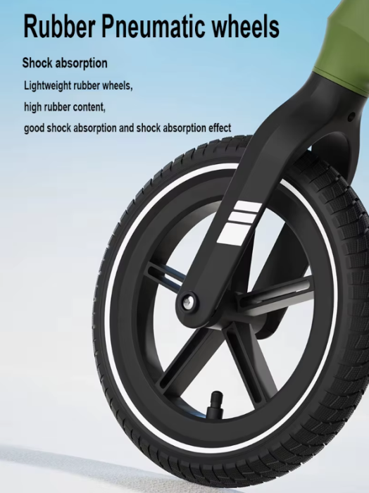 Bicicleta de echilibru fara pedale Ælements®, din fibra de carbon, ghidon rotativ 360, Manere silicon anti-alunecare, Scaun reglabil pe inaltime, Roti din cauciuc de 12 inch, 2-5 ani, Verde [8]