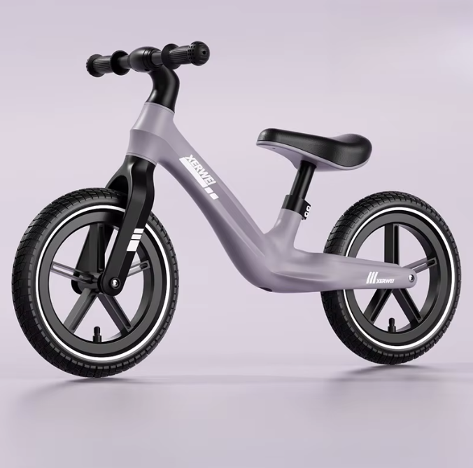 Bicicleta de echilibru fara pedale Ælements®, din fibra de carbon, ghidon rotativ 360, Manere silicon anti-alunecare, Scaun reglabil pe inaltime, Roti din cauciuc de 12 inch, 2-5 ani, Mov [1]