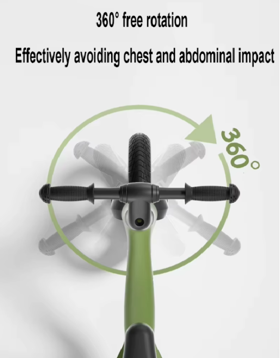 Bicicleta de echilibru fara pedale Ælements®, din fibra de carbon, ghidon rotativ 360, Manere silicon anti-alunecare, Scaun reglabil pe inaltime, Roti din cauciuc de 12 inch, 2-5 ani, Verde [3]