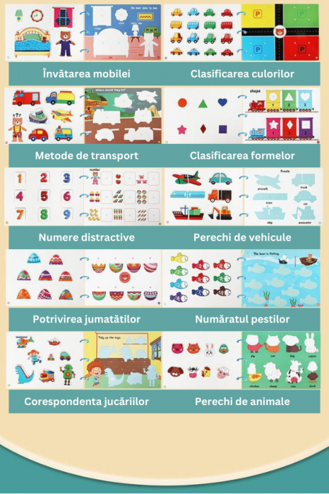 Carte cu activitati educative, Quiet Book, model ‘Educatie cognitiva’, +2ani [6]