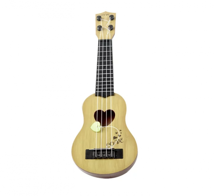Chitara de jucarie cu corzi, din plastic, culoare crem, 34cm [1]