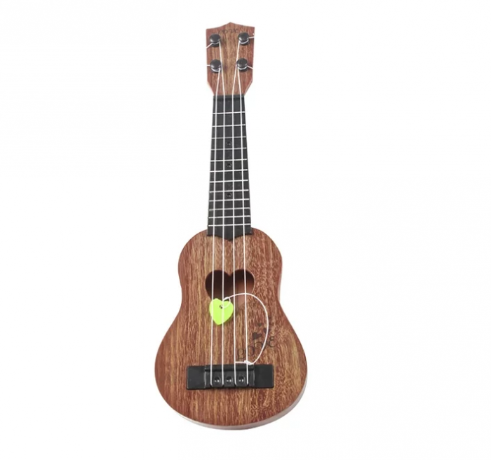 Chitara de jucarie cu corzi, din plastic, culoare maro, 34cm [1]