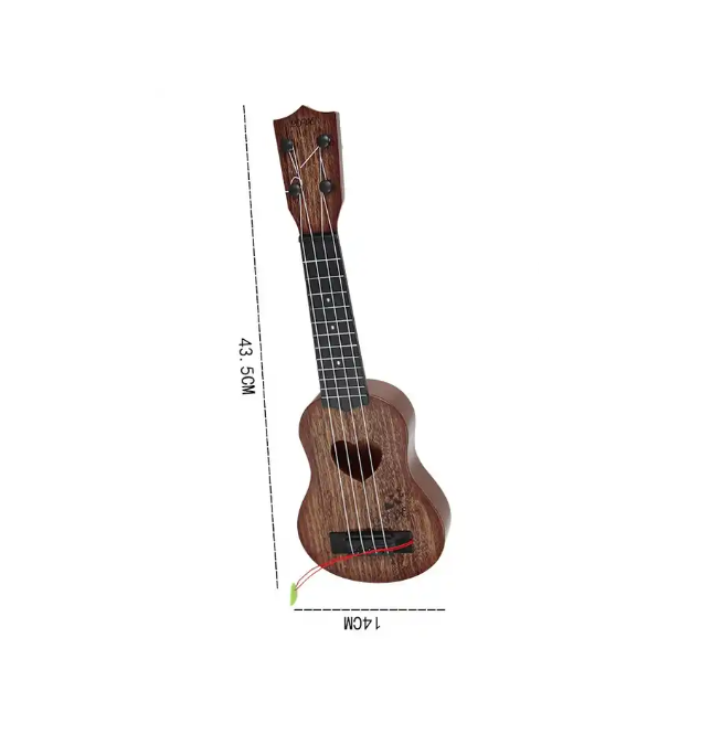 Chitara de jucarie cu corzi, din plastic, culoare maro, 34cm [2]