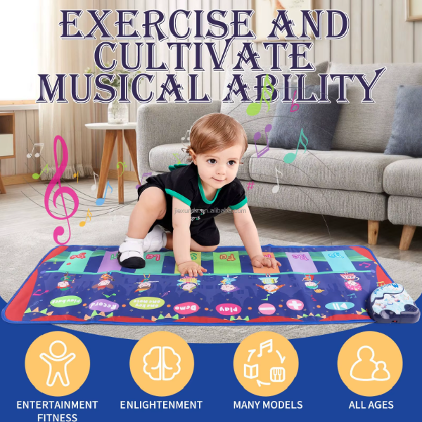 Covor muzical pentru copii Ælements, spate anti-alunecare, diferite sunete, inregistrare si redare, 120x39cm, +3ani [4]