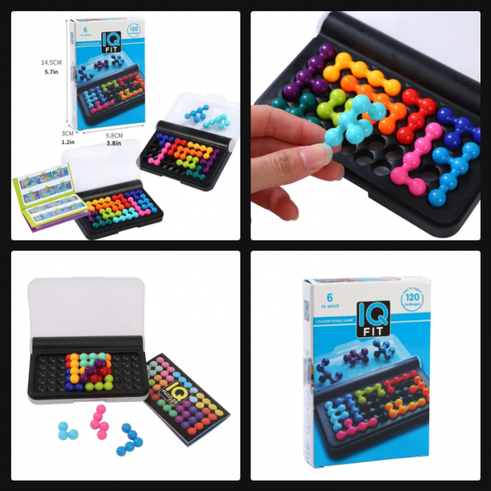 Joc de logica si inteligenta, carte cu 120 provocari, piese 3D, gandire spatiala, +6ani [9]
