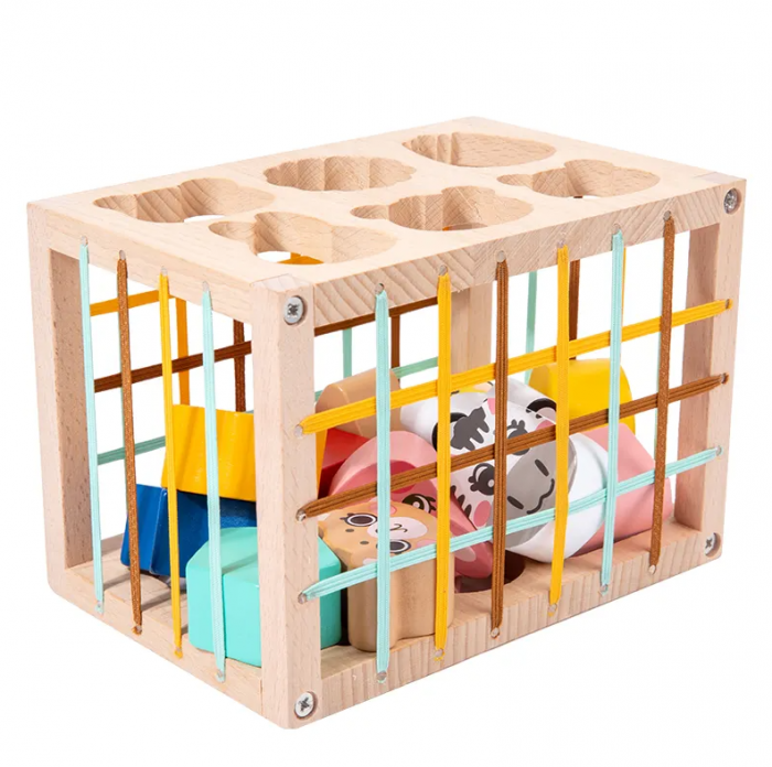 Jucarie educativa de sortare forme si animale, stil Montessori, din lemn [3]