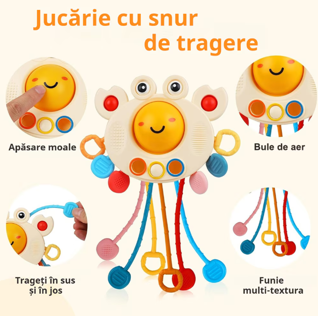 Jucarie educativa Montessori Ælements®, set 4 in 1, interactiva, pentru bebelusi si copii, de la 6 luni, pentru dezvoltare senzoriala, dentitie, din silicon non-toxic, fara BPA, Multicolor [7]