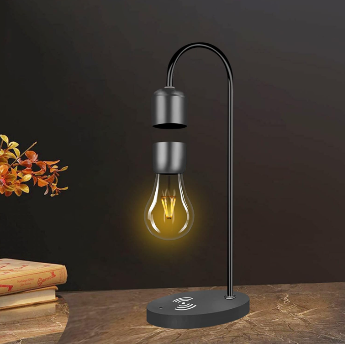 Lampa Ælements cu bec care leviteaza magnetic si incarcare Wireless, negru [9]