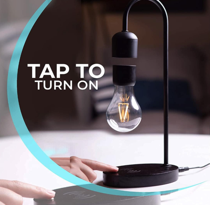 Lampa Ælements cu bec care leviteaza magnetic si incarcare Wireless, negru [5]