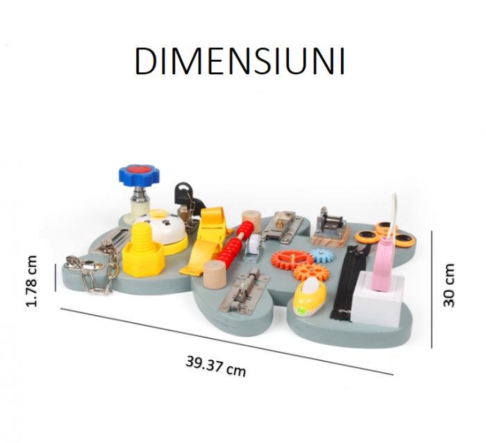 Placa senzoriala busy board, model URS, din lemn, stil Montessori, 40x30 cm [3]