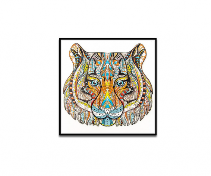 Puzzle din lemn, 150 piese in forma de animale, Model TIGRU, 30x30, cutie lemn, +6 ani [2]