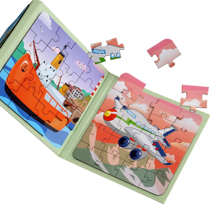 Puzzle magnetic 3 in 1, sub forma de carte, cu 3 nivele de dificultate, model animale salbatice, 12-16-20 piese, +3ani [3]