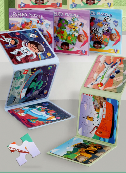 Puzzle magnetic 3 in 1, sub forma de carte, cu 3 nivele de dificultate, model masini, 16-20-25 piese, +3ani [3]