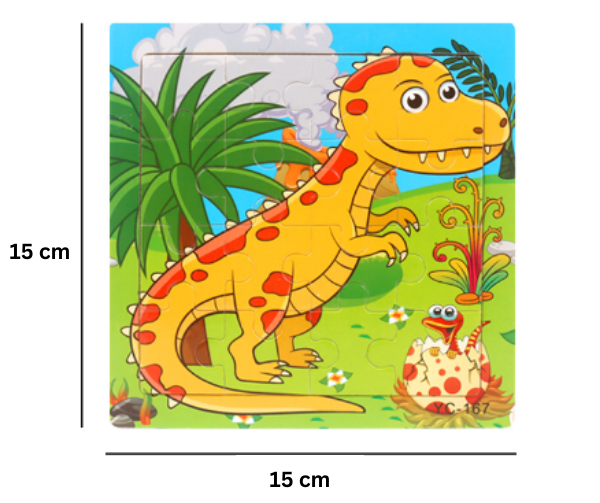 Puzzle pentru copii, 15x15 cm, model Animale, 20 piese, din lemn, +3ani [2]