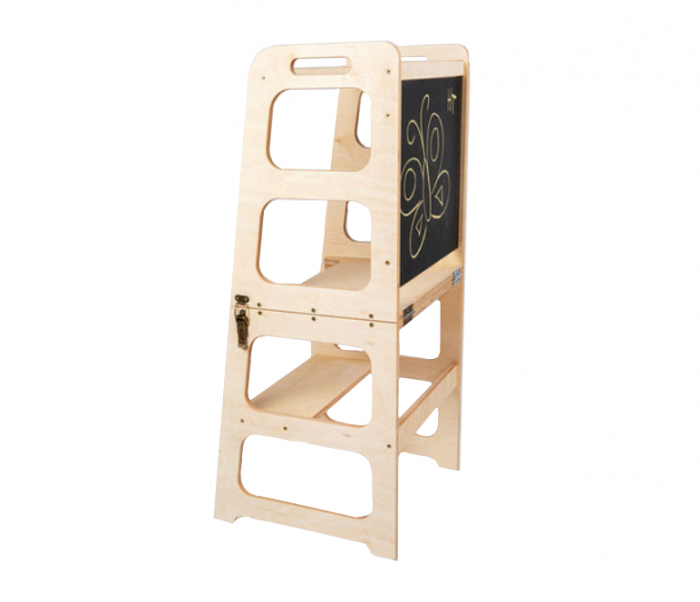 Scaun inaltator 3 in 1 cu tabla de scris, usor de transformat in masuta cu scaun, learning tower, din lemn, usor de curatat [4]