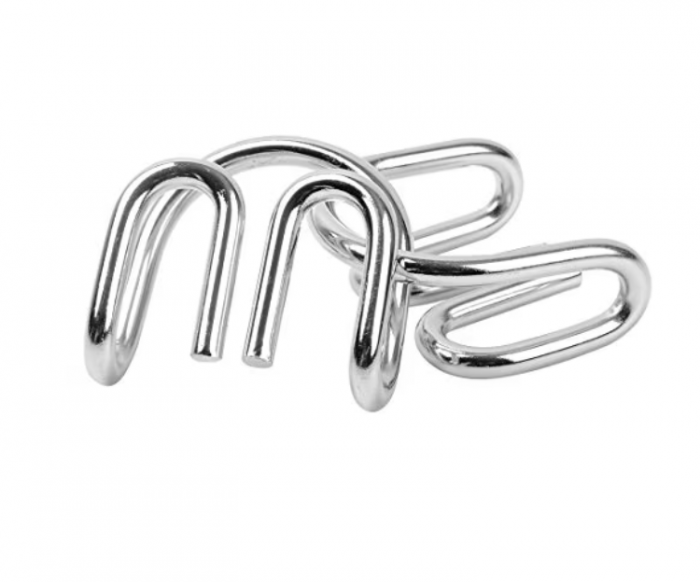 Set cu 6 puzzle-uri 3D din lemn si metal, joc de inteligenta, nivele de dificultate diferite, cutie neagra, +8ani [5]