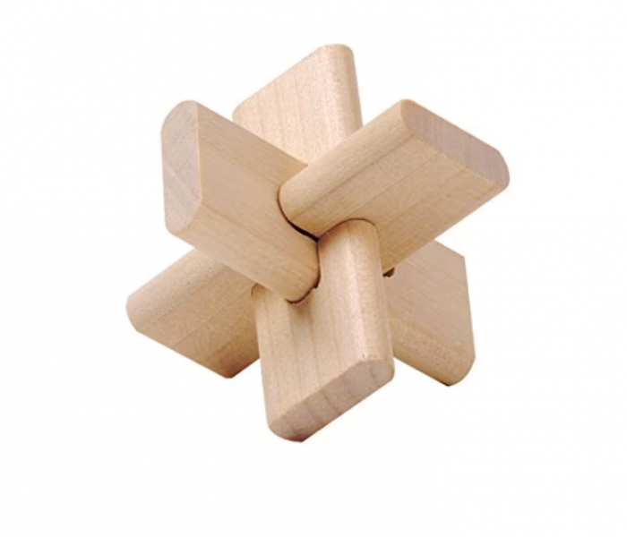 Set cu 6 puzzle-uri 3D din lemn si metal, joc de inteligenta, nivele de dificultate diferite, cutie neagra, +8ani [7]