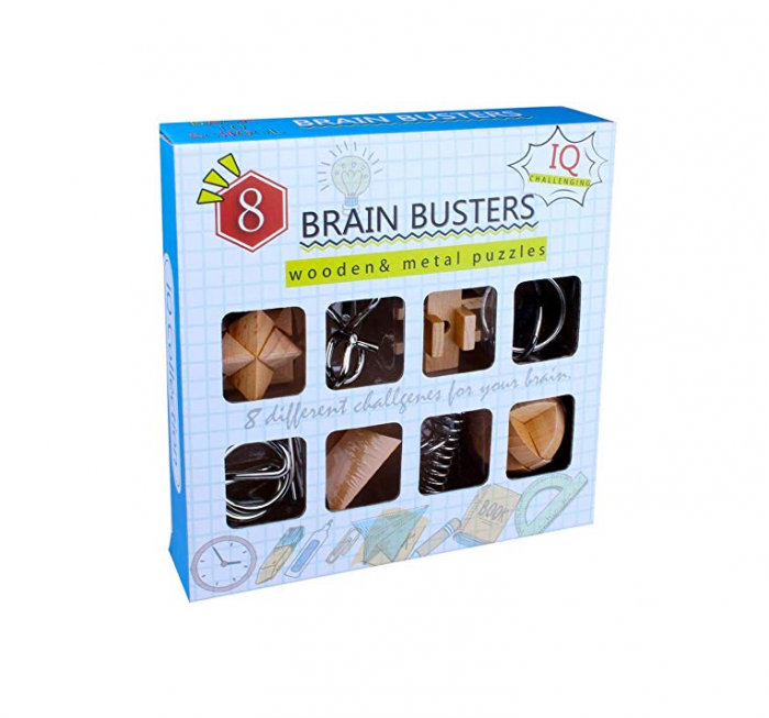 Set cu 8 puzzle-uri 3D din lemn si metal, joc de inteligenta, +6ani [7]
