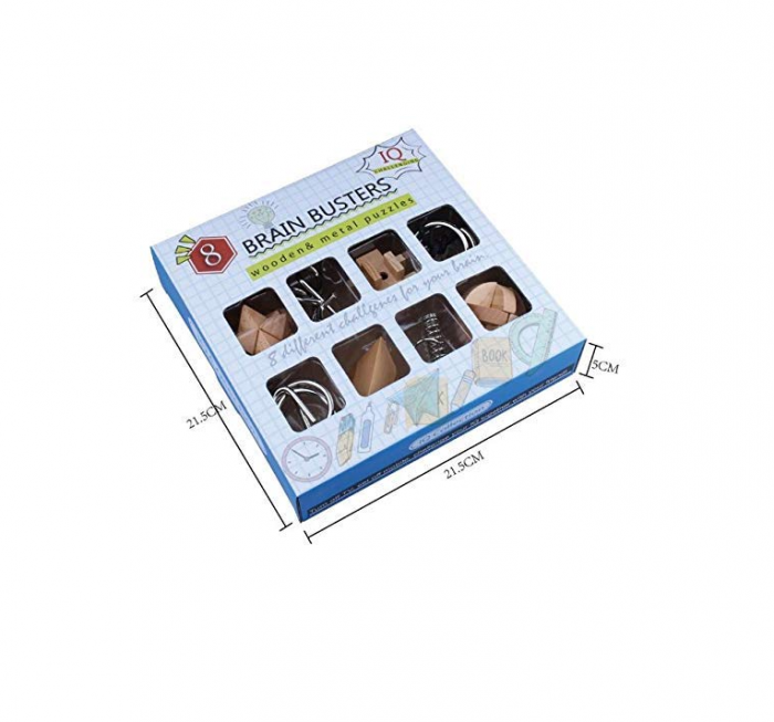 Set cu 8 puzzle-uri 3D din lemn si metal, joc de inteligenta, +6ani [4]