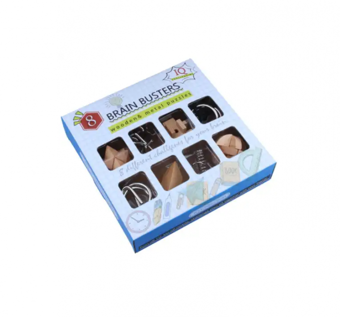 Set cu 8 puzzle-uri 3D din lemn si metal, joc de inteligenta, +6ani [3]