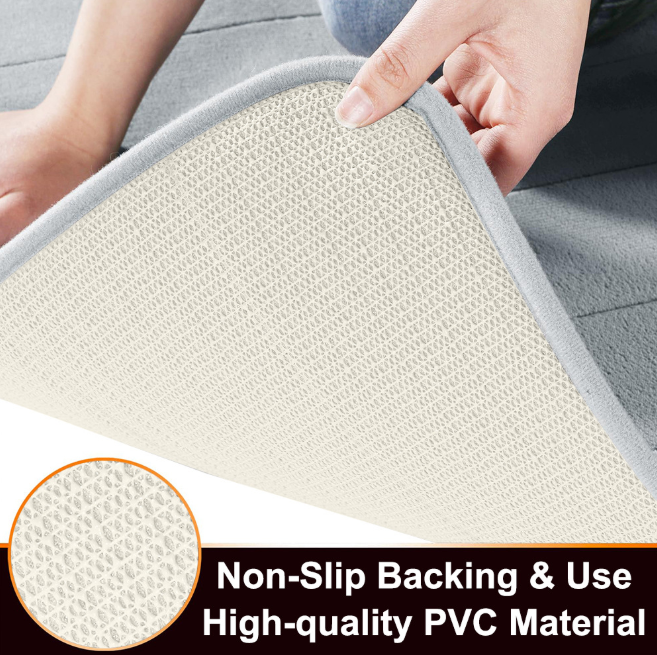 Set de covoare baie 3in1 Ælements, din spuma cu memorie, antiderapant, absoarbe apa, lavabil in masina de spalat, 60x50, 80x50, 120x50, Gri Inchis [4]