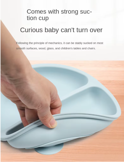 Set de hranire bebelusi 6 in 1 Ælements, din silicon fara BPA, contine Bol, Baveta Reglabila, Cana cu capac si pai, Farfurie, Lingura si Furculita, Albastru [6]