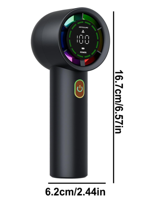 Ventilator de racire portabil Ælements®, cu ecran LCD, 100 de viteze, design compact, lumina RGB, baterie 3000mAh, negru [4]
