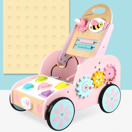 Antepremergator interactiv din lemn, stil Montessori, model Iepuraș, 18m+ [7]