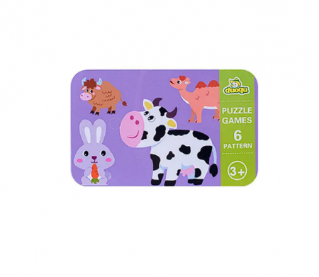 Baby puzzle 6 in 1, cutie de metal, model Animale domestice [3]