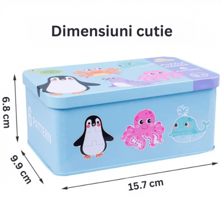 Baby puzzle 6 in 1, cutie de metal, model Animale marine [4]