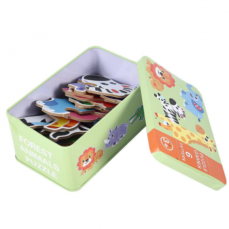 Baby puzzle 6 in 1, cutie de metal, model Animale salbatice [2]