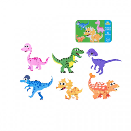 Baby puzzle 6 in 1, cutie de metal, model Dinozauri [1]
