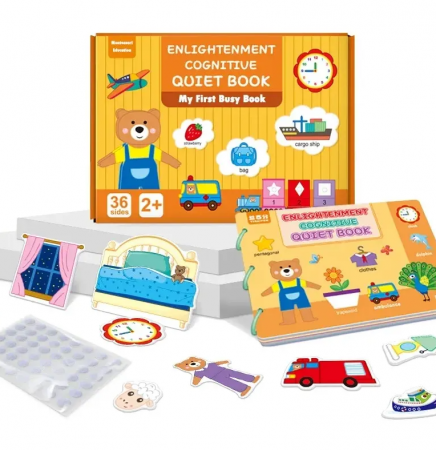 Jucarii educative - Carte cu activitati educative, Quiet Book, model ‘Educatie cognitiva’, +2ani