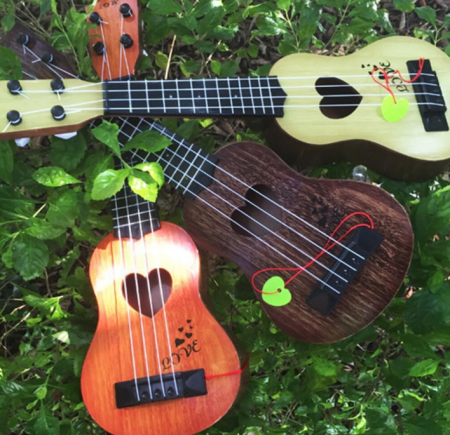 Chitara de jucarie cu corzi, din plastic, culoare maro, 34cm [4]