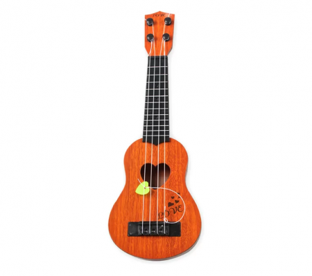 Jucarii bebe - Chitara de jucarie cu corzi, din plastic, culoare maro-roscat, 34cm