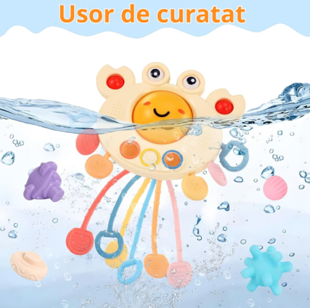 Jucarie educativa Montessori Ælements®, set 4 in 1, interactiva, pentru bebelusi si copii, de la 6 luni, pentru dezvoltare senzoriala, dentitie, din silicon non-toxic, fara BPA, Multicolor [8]