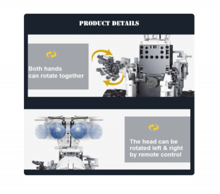 Kit de construit robot, telecomanda, lumini, 438 piese, STEM, +8ani [11]