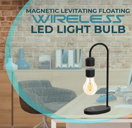 Lampa Ælements cu bec care leviteaza magnetic si incarcare Wireless, negru [5]