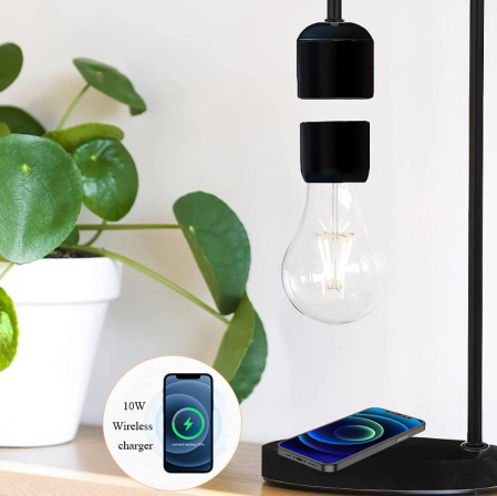 Lampa Ælements cu bec care leviteaza magnetic si incarcare Wireless, negru [10]