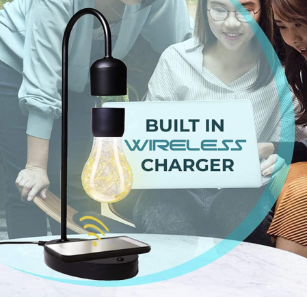 Lampa Ælements cu bec care leviteaza magnetic si incarcare Wireless, negru [6]