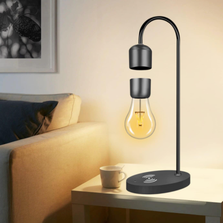 Lampa Ælements cu bec care leviteaza magnetic si incarcare Wireless, negru [9]